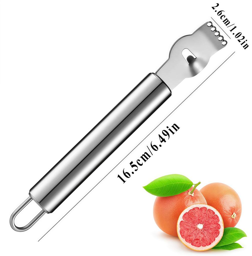 Stainless Steel Lemon Zester Grater Kitchen Gadget with Channel Knife And Hanging Loop Orange Citrus Fruit Peeler Peeling Knife