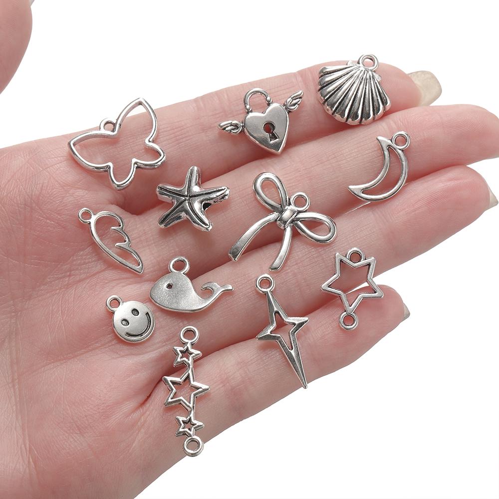 10Pcs/lot 12 Style Metal Alloy Cute Hollow Bow Charms Holiday Gifts Pendants For Jewelry Making DIY Handmade Craft