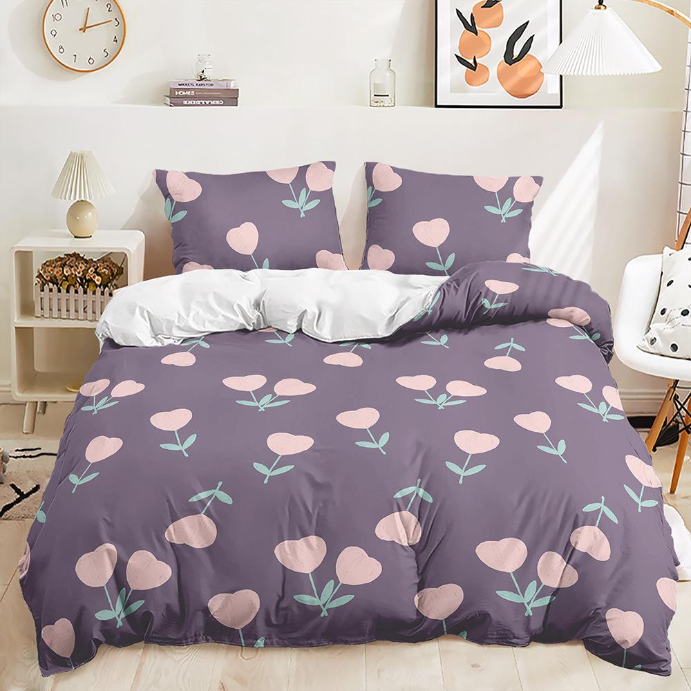 Bed Three-Piece Animal Cartoon Illustration Children'S Room Kit Quilt Cover Two-Piece Bedroom