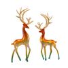 2 Decorative Deer Figurines Desk Ornaments Crafts Lifelike Reindeer Statues for Halloween Bookshelf