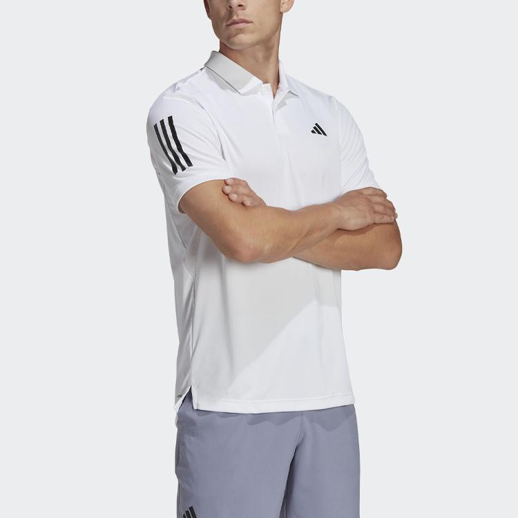adidas Club Three Stripe Logo Short Sleeve Polo Shirt Men Tops White HS3268