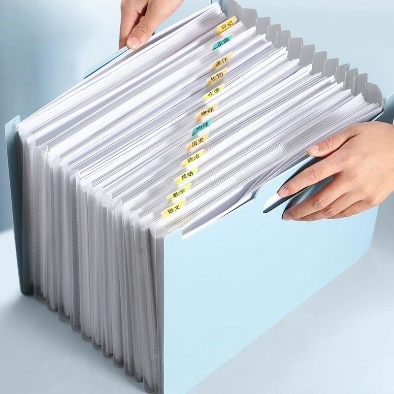 13 Pockets Accordion File Organizer, Expanding File Folder with Lable Pocket,Upright Open Top,A4/Letter Size Paper Document