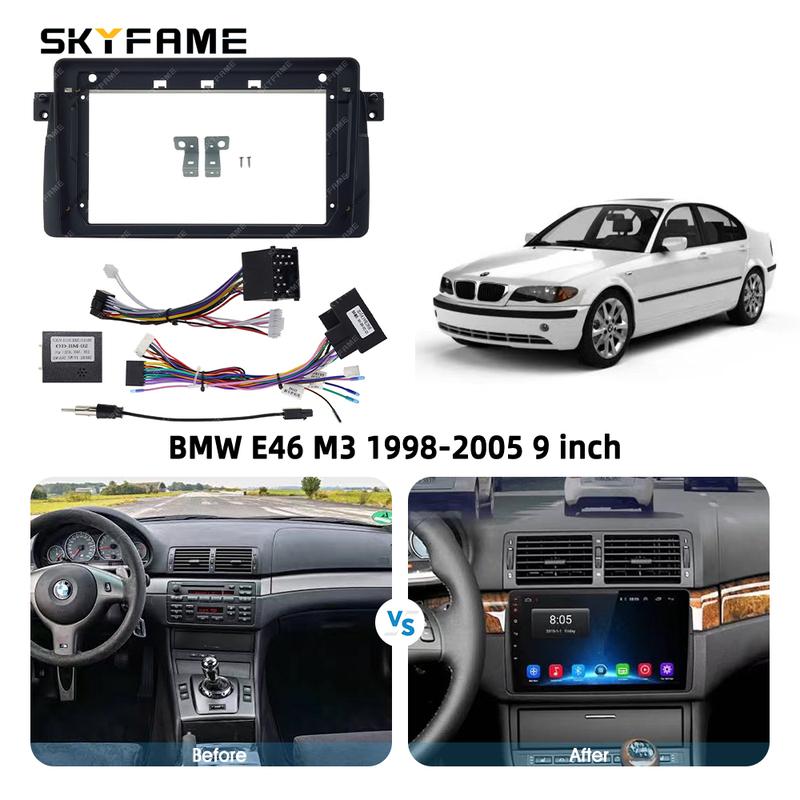 SKYFAME 12.3/9/7 Inch Car Frame Fascia Adapter Canbus Box Decoder Android Radio Dash Fitting Panel Kit For BMW E46 3 Series M3