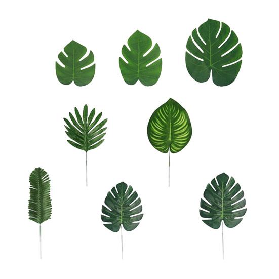 

48/88 Pcs Artificial Palm Leaves Faux Tropical Green Leaves Fake Palm Leaf with Stems for Hawaiian Luau Party Baby Shower Wedding Birthday Decor B