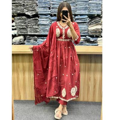Společenské oblečení designérský Bollywoodský Salwar Kameez oblek Indické ženy bavlna Kurti kalhoty Dupatta set