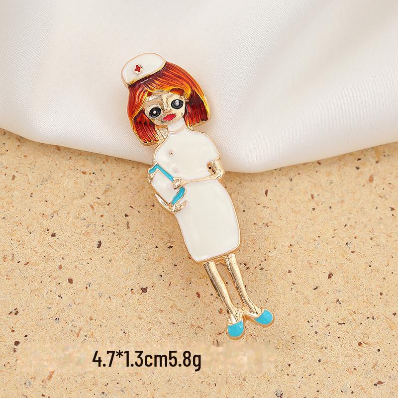 Epidemic Prevention Brooch: Cute Doctor/Nurse Pin, Personalized Fashion Alloy with Oil Drop Design