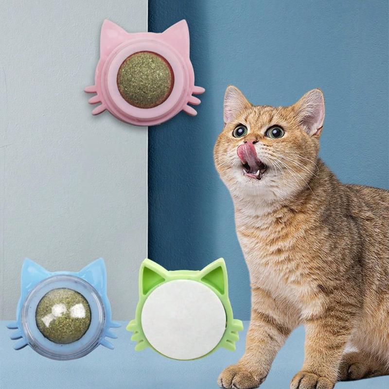 1pc Catnip Balls Funny Lickable Cat Snack Catnip Balls Kitten Playing Chewing Cleaning Teeth Toy for Small Medium Cats Pet Supplies