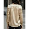 New Women's French Elegant Puff Sleeve V-neck Satin Long Sleeve Blouse