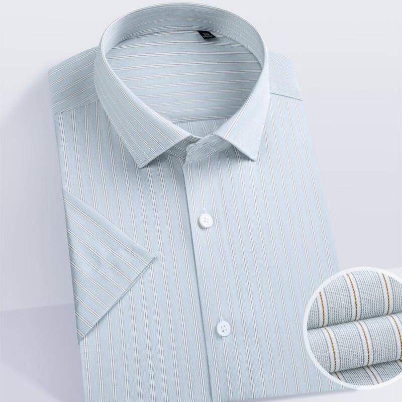 

Fengmao Men s 200-Count Silk Blend Non-Iron Short Sleeve Business Shirt 185/108A