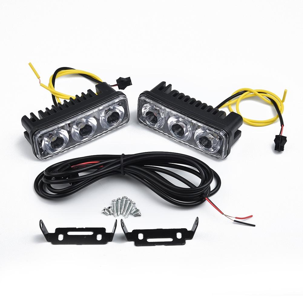 Set Daytime Running Lights Parts Replacement Accessories Car White+Amber