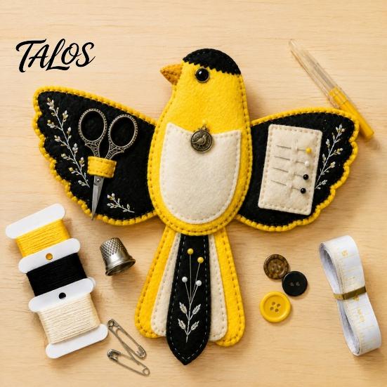 Contenitore per Materiali Creativi da Viaggio a Forma di Uccello in Feltro Organizzatore per Cucito Kit Fai da Te, Borsa Decorativa Portatile per Artigianato con Scomparto per Forbici e Tappetino per Aghi,