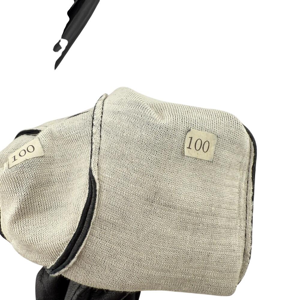 Dior All Leather Logo Embossing Leather Gloves Black Leather Women Used