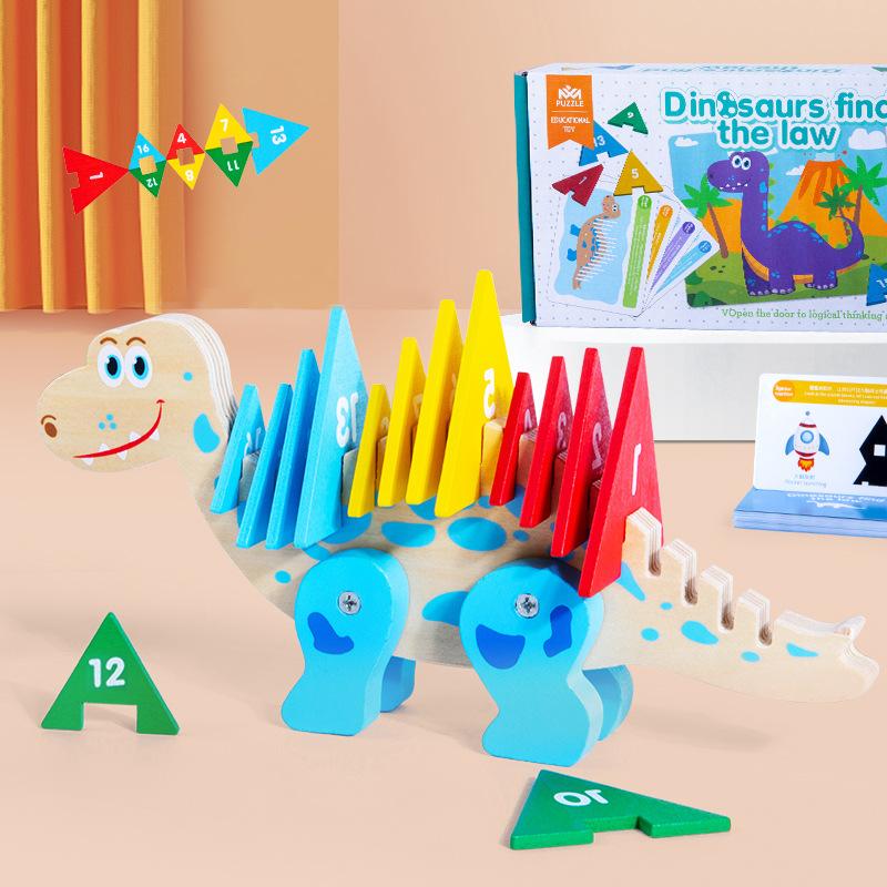 

Детская деревянная игра-находилка с динозаврами, игра на мышление, игрушки для сортировки Монтессори, игрушки для раннего развития, форма и цвет, развитие чувства числа, обучающие игрушки