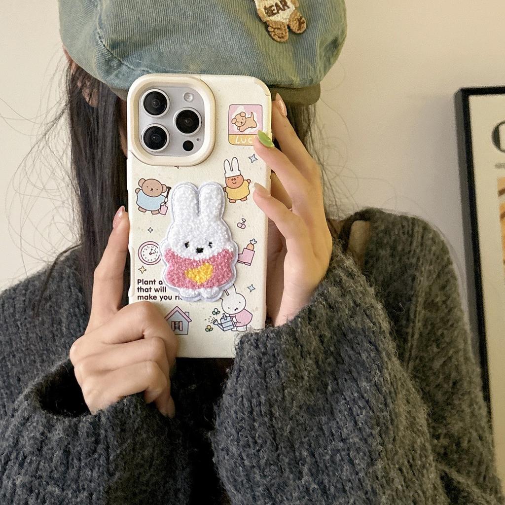 Dla etui na telefon komórkowy IPhone16 Nowy 15promax dla Apple 14 Trójwymiarowy haft ręcznikowy Królik Miffy 13Pro