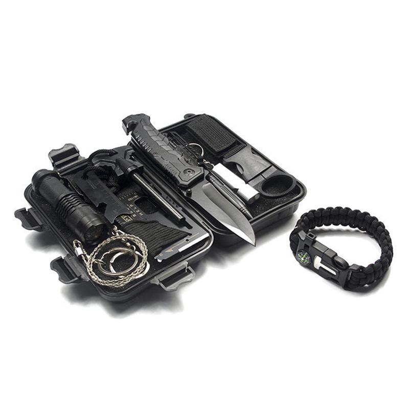 10 stk Utendørs Overlevelsesverktøysett Multifunksjonelt Villmark Førstehjelpssett SOS Nødforsyninger