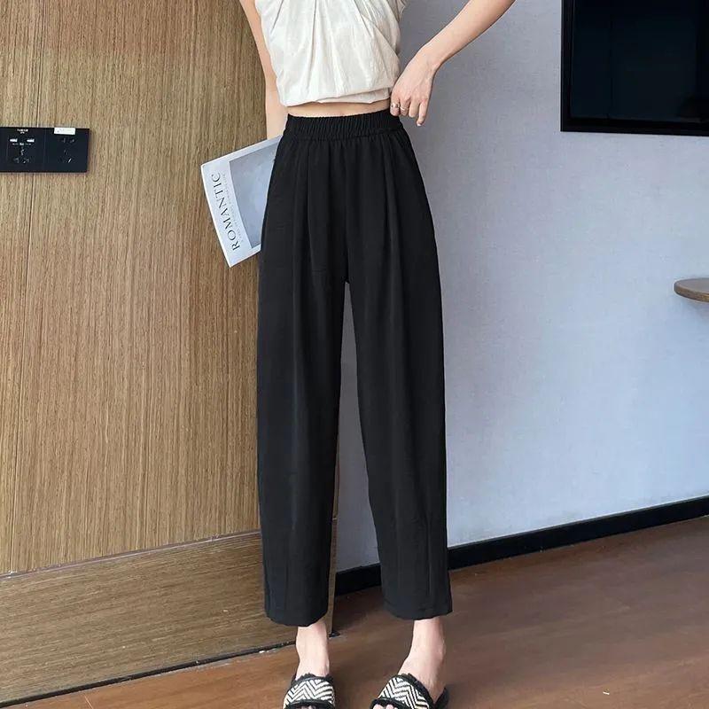 Women's Summer Thin Loose and Slim Carrot Pants High Waist Nine-point Outer Wear Ice Silk Sun Protection Casual Harem Pants