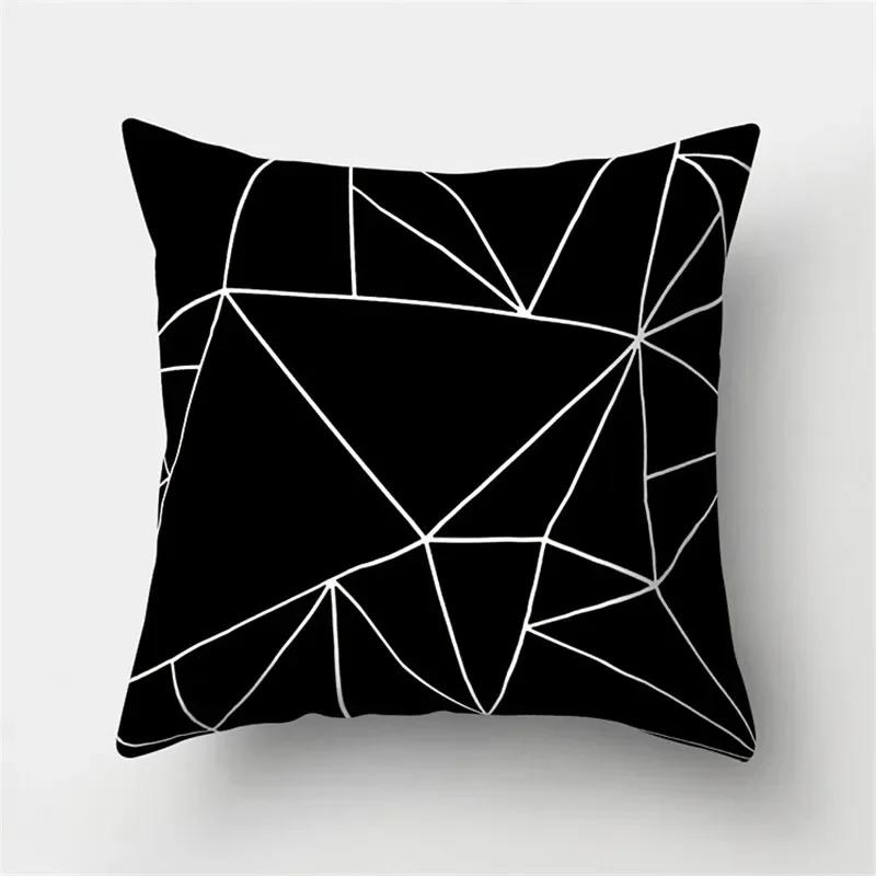 White Black Geometric Cushion Cover x Pillowcase Sofa Decor Polyester Home