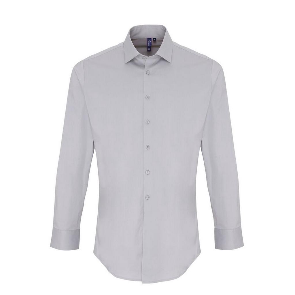 Premier Mens Stretch Fit Poplin Long Sleeve Shirt
