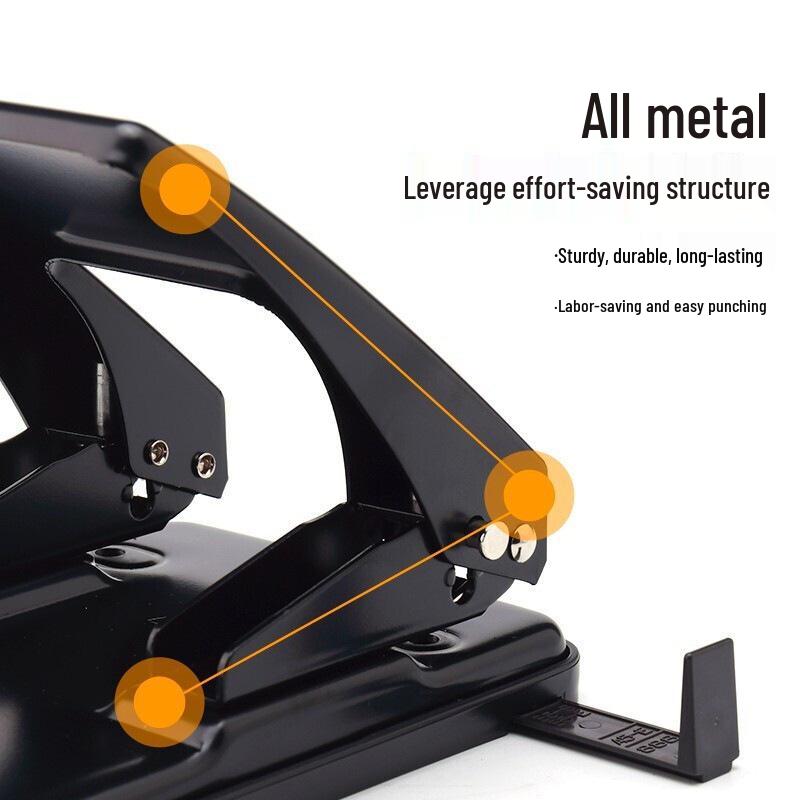 Manual 2-Hole Punch for up to 40 Sheets, 6mm Round Punch for Office and Student Binders.