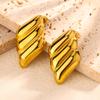 1111 European and American 11K Gold-plated Stainless Steel Shell Earrings Wings Spiral Ins Wind Summer Jewelry