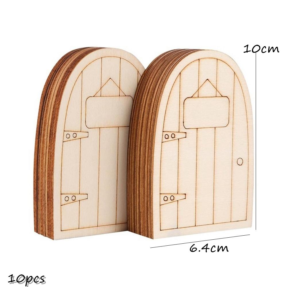 10 teile/los Holz Fariy Tür Anhänger Mini Landschaft Ornamente Für Home Garten Dekorationen Kinder DIY Malerei Geschenke Liefert
