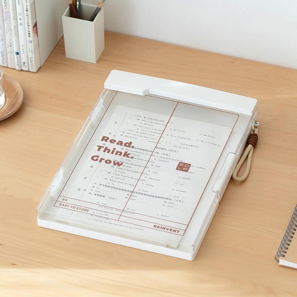 

Thickened PP Document Folder Large Capacity File Storage Box Portable Document Holder Exam Papers White Style C