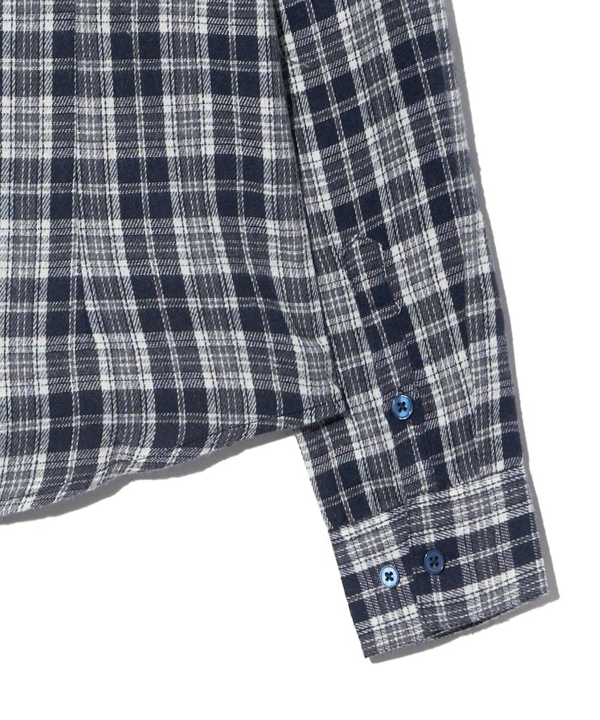 VIVABROWN 85-Viva077 Chess Slim Fit Long Sleeve Check Shirt Navy