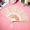 2Pcs Chinese Folding Fans Vintage Lace Handheld Fan Lightweight Portable Elegant Tassel Wedding Party Dance Performance
