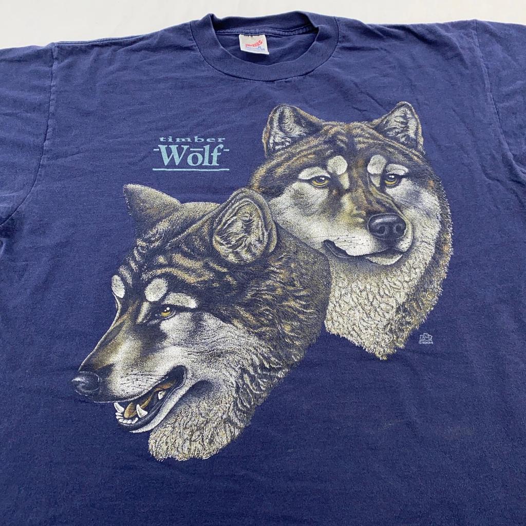 Vintage 90s TIMBER WOLF T-Shirt LARGE/XL Nature Wild Animal
