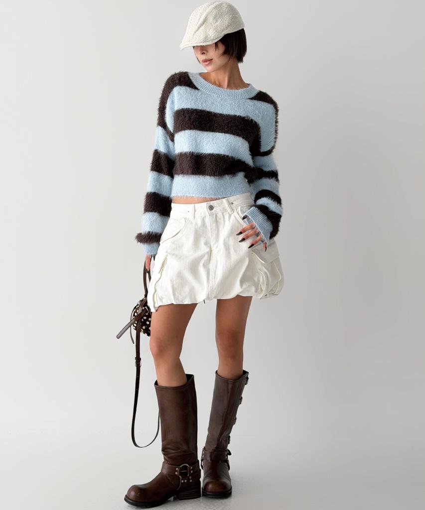 The Green Lab Cotton Cargo Miniskirt [White]