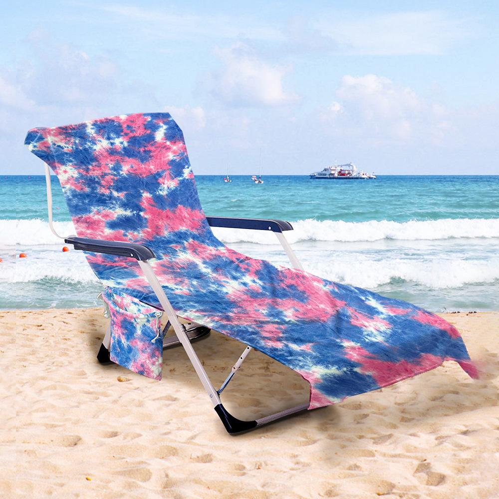 Tie-Dye Beach Chair Cover, Pool Microfiber Lounge Chair Cover, Swimming Quick-Drying Beach Towel, Seaside Thickened Lounge Chair Mat