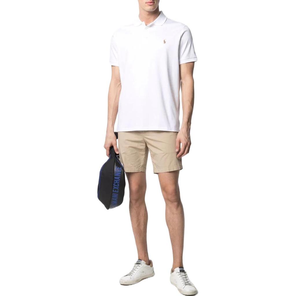 Polo Ralph Lauren SS22 Einfarbiges Strick-Poloshirt mit kurzen Ärmeln für Herren Oberteile Weiß 710713130-003