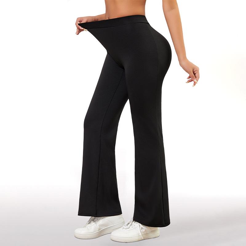 

High-Waisted Flared Yoga Pants - European & American Style, High Elasticity Fitness Pants XXL (80-90 kg) чорний