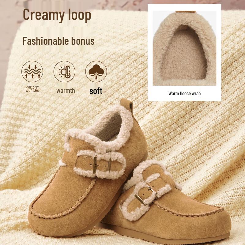 BASTO Women s Winter Plush Casual Loafers 39