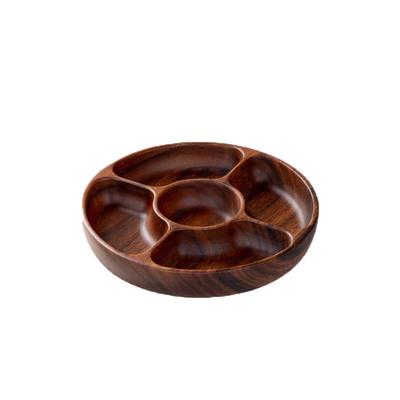 Multi-Compartment Wooden Snack Tray