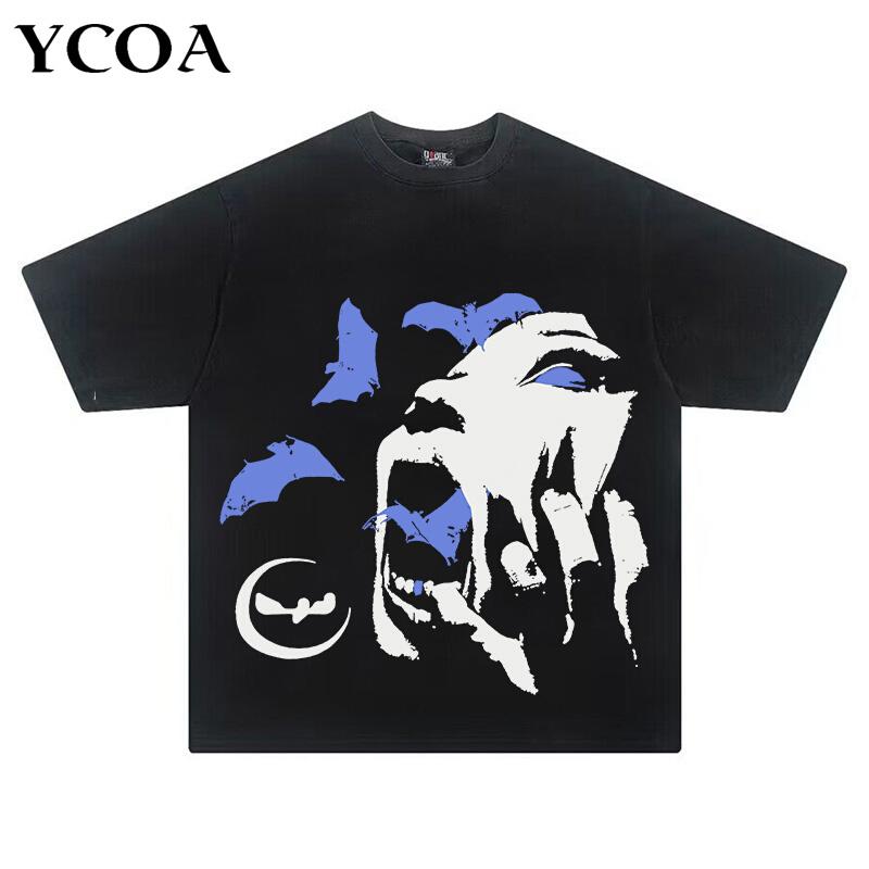 Women Graphic TShirts Grunge Y2k Streetwear Oversized Cotton Gothic Short Sleeve Tops Tees Black Korean Fashion Summer Clothing