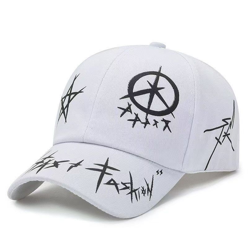 

Five Pointed Star Printed Cap Baseball Hat Stylish Sun Protection Caps Gift білий