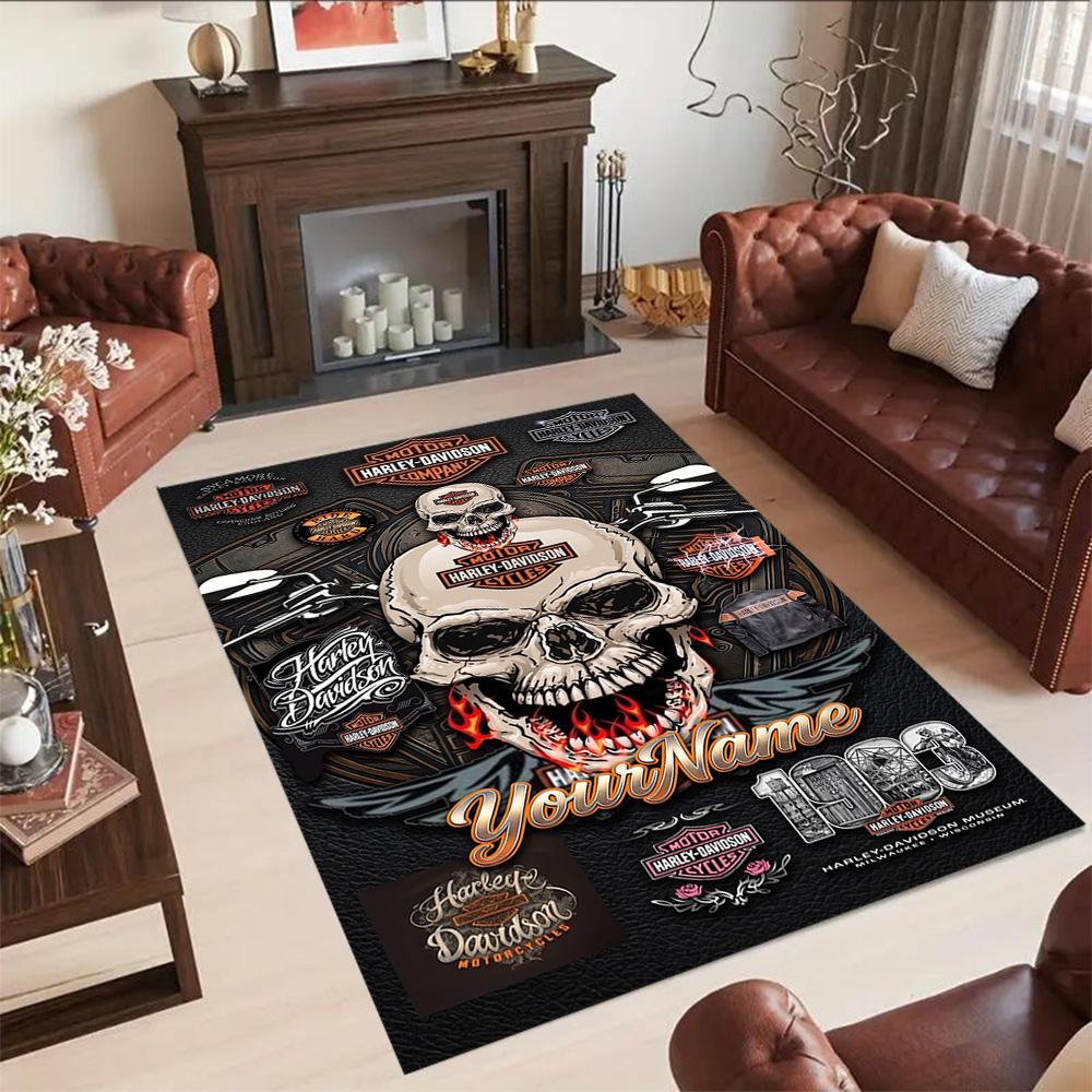 Harley-davidson Motorcycles Personalized Text Carpet Perfect for Outdoor Bedrooms Dormitory Balcony Anti-slip Rug Anime Office Decor