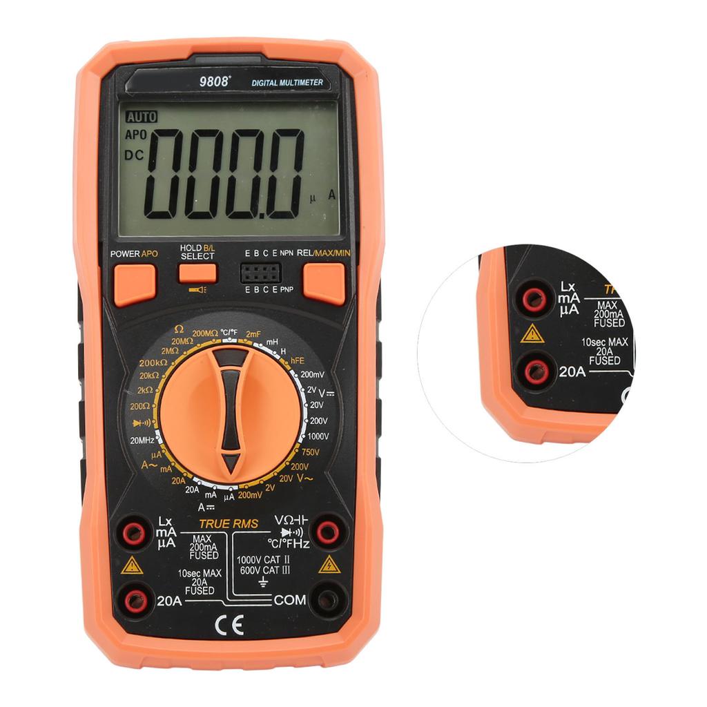 9808+ High Accuracy Digital Multimeter Multifunctional Electrical Tester Measuring AC DC Voltage Current Capacitance