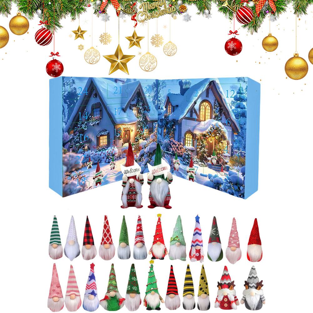 2025 Christmas Cute Mini Gnome Figures Christmas Decorations for Home Christmas Ornament Gnome Countdown Calendar Gifts for Kids
