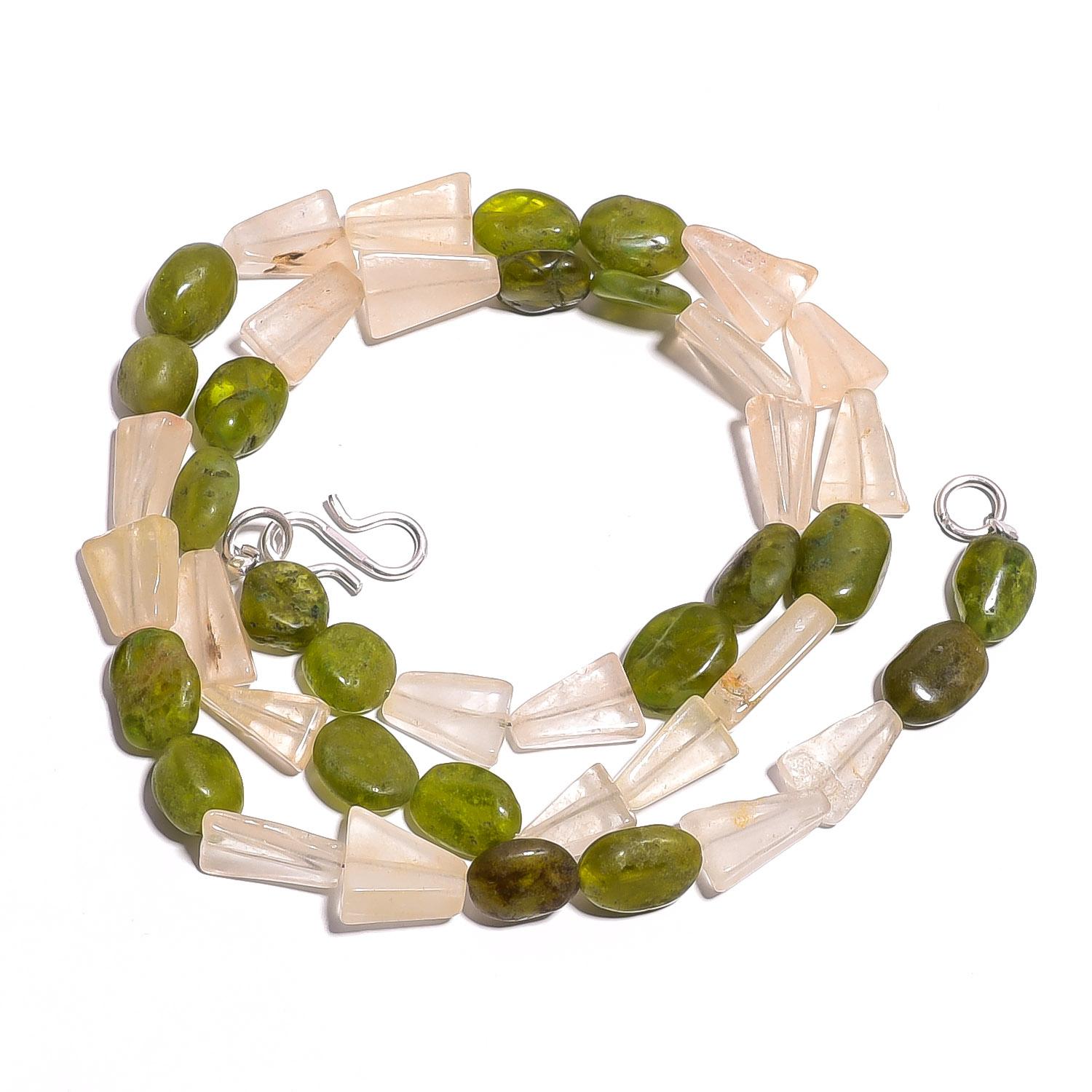 

Vasonite Yellow Aventurine Gemstone Mix Shape Smooth Beads Necklace 17 UB-4082 UB-4082