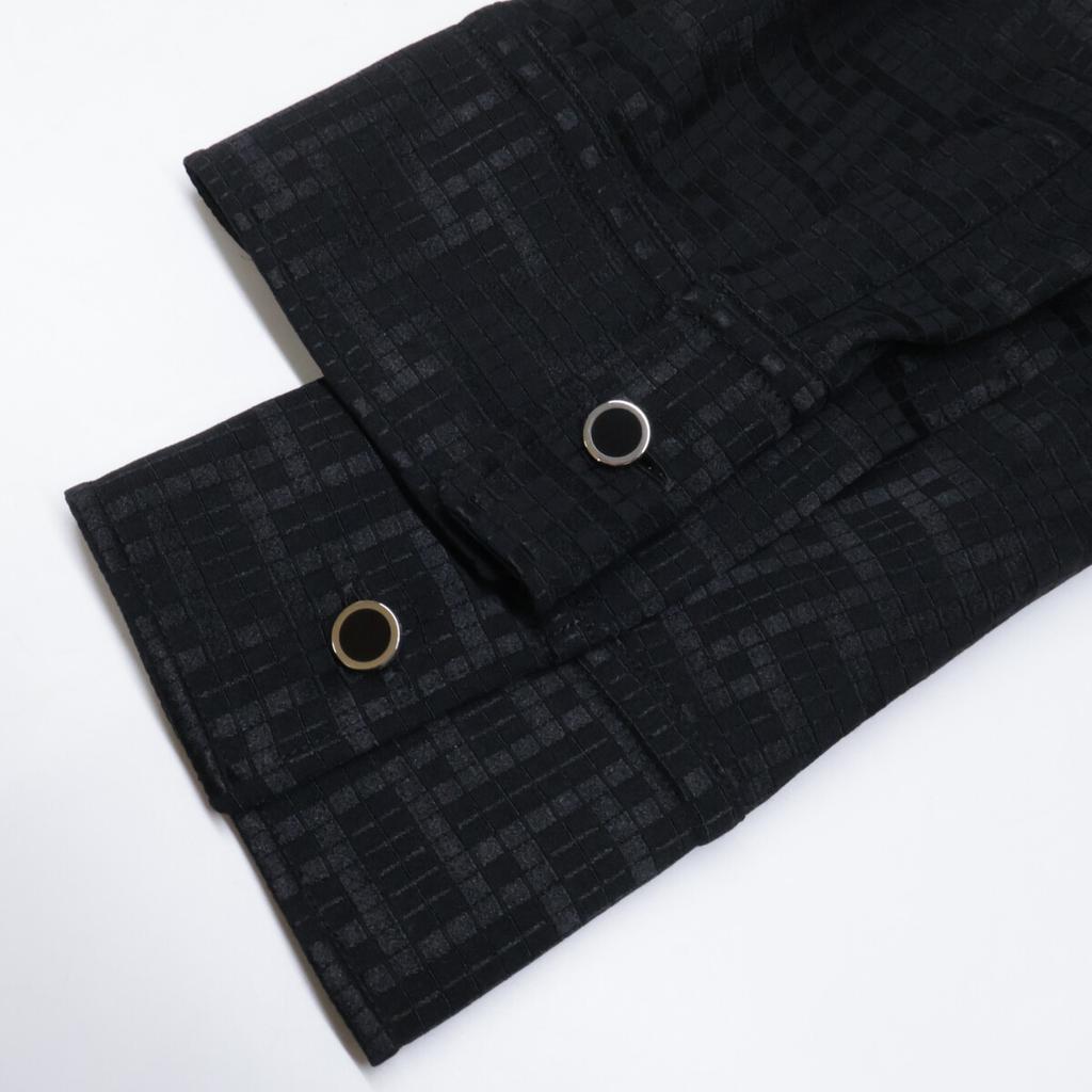 Hermes [Excellent Condition/Domestically Manufactured/24 Stainless Steel] 4E0603DC Mosaic Bowtie Collar Silk Long Sleeve Shirt Tops 36 blackUsed