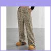 Leopard Print Casual Pants For Women With Polyester Fabric And Loose Fit For Autumn
