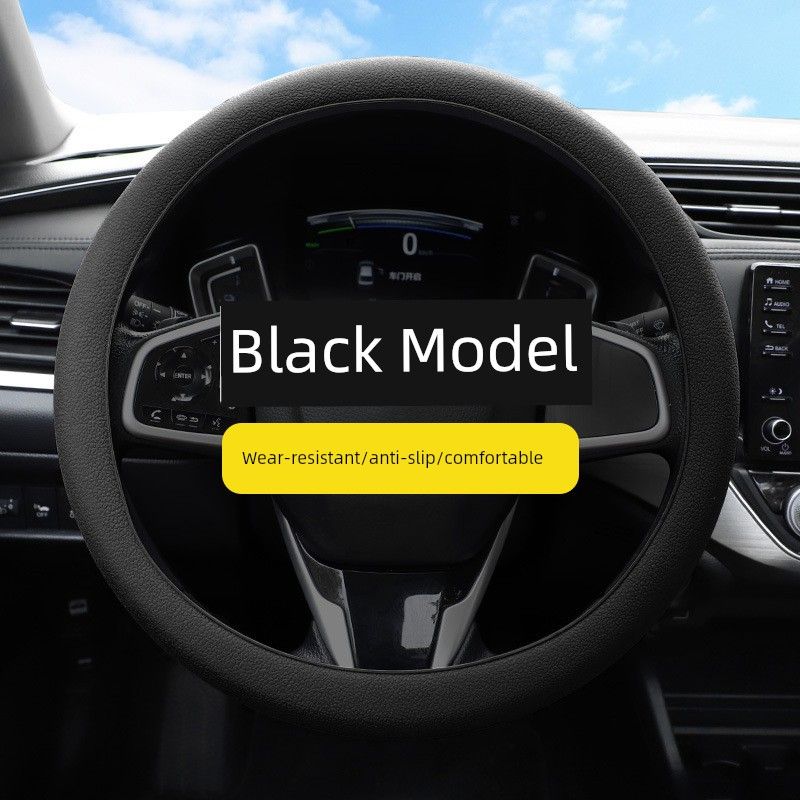 

Car Steering Wheel Cover Silicone Handle Cover Universal for All Seasons Silicone Anti-Sweat Anti-Slip Cover Steering Wheel Cover Car Accessories Universal-Black [Wear-Resistant and Anti-Slip]