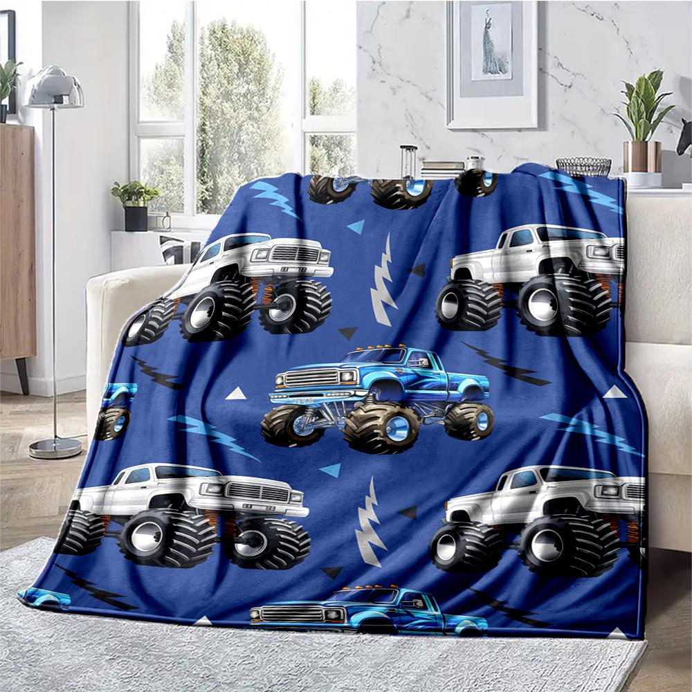 Truck Theme Printed Blanket - Perfect for Couch, Bed, Travel & Outdoor Use | Machine Washable, Cozy & Durable.