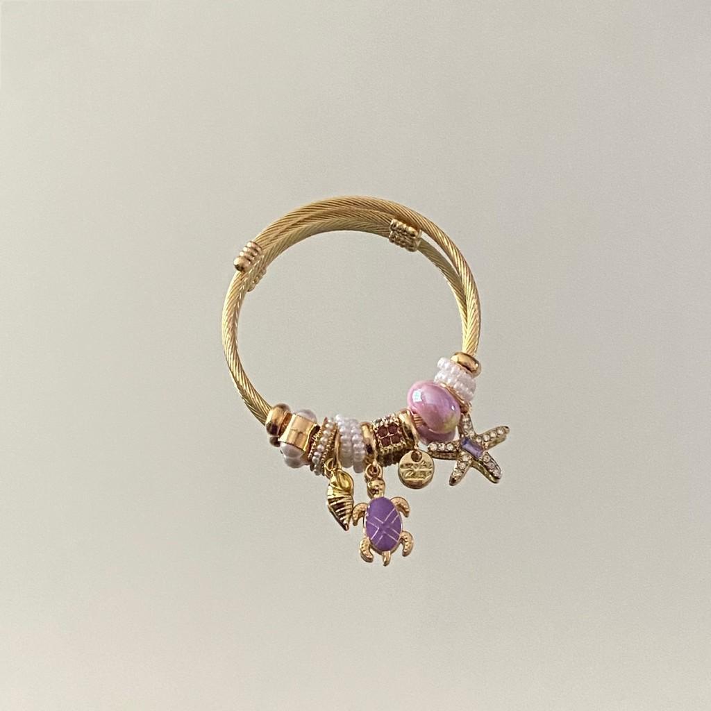 Ocean Breeze Shell And Starfish Jewelry Bracelet With Stainless Steel Material For Summer Vacation Style