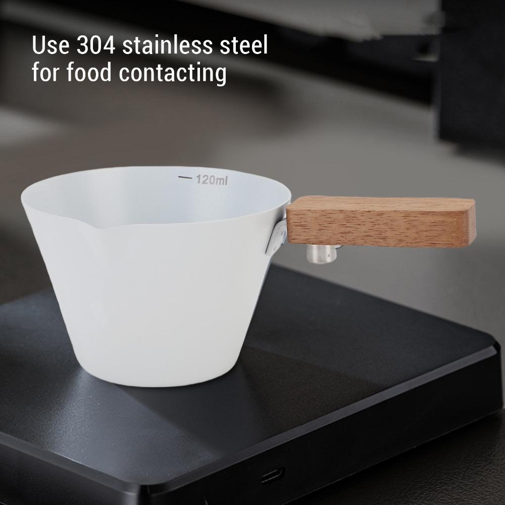 Wooden Handle Measuring Cup Clear Scale Measuring Spoon Convenient Milk Frothing Cup Latte Art