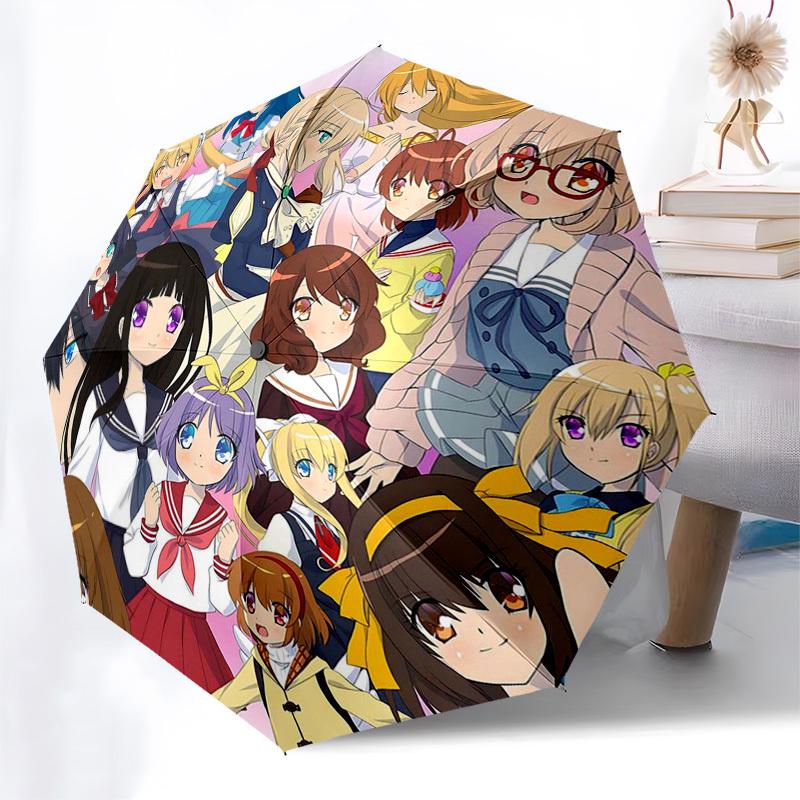1pc Anime Characters Outdoor Umbrella - Automatic Opening/Closing, Portable 3-Fold Design, 8-Rib Iron Frame - Perfect Gift for Fans, Travelers, D