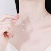 Women' Silver Bracelet Necklace Pendant Eternal Rose SET