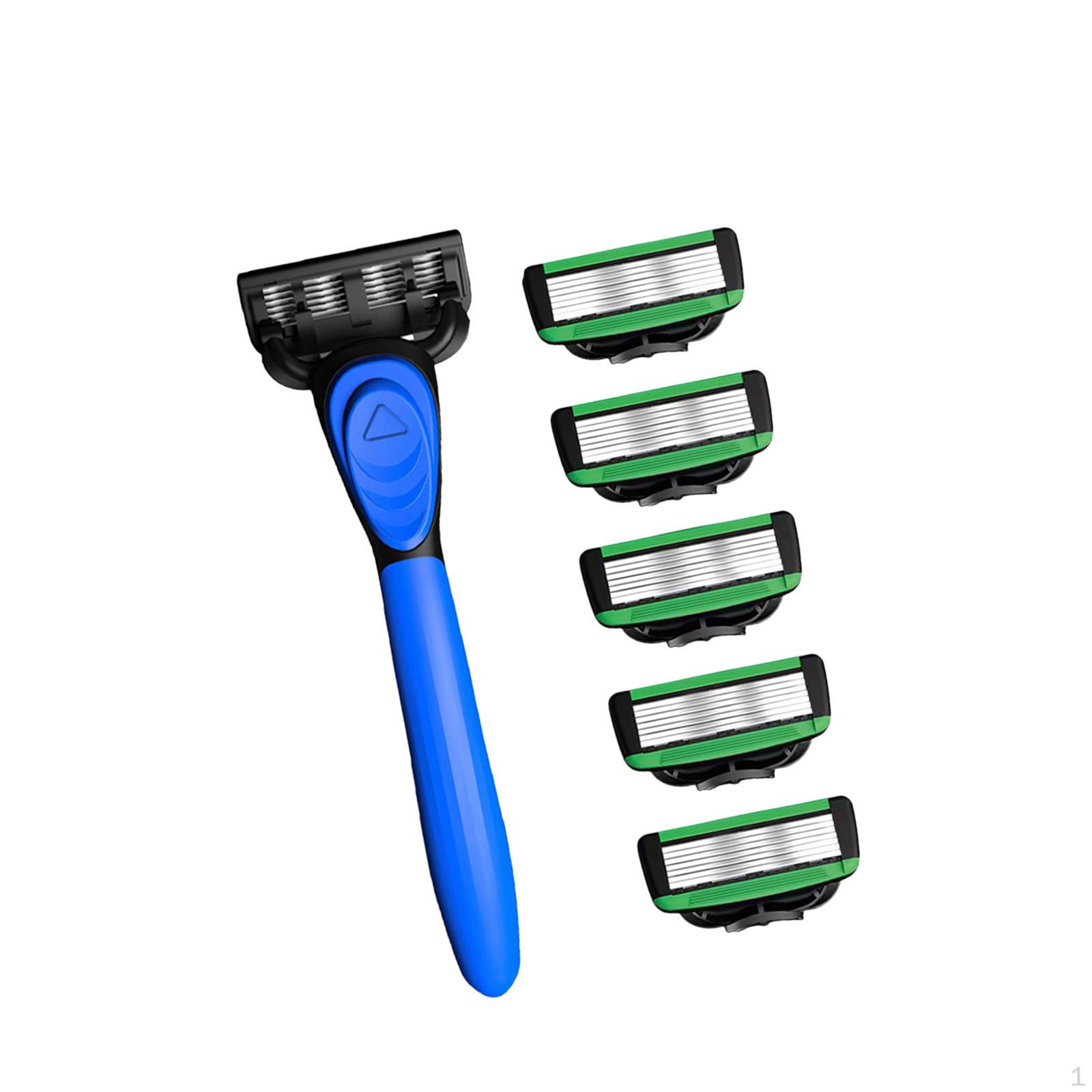 

Бритвенная система с семью лезвиями и триммером -(1 рукоятка + 5 патронов) синий